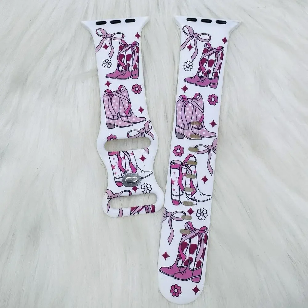 New Pink Bows & Boots Design Watch Band For Apple Watch 38mm / 40mm / 41mm
